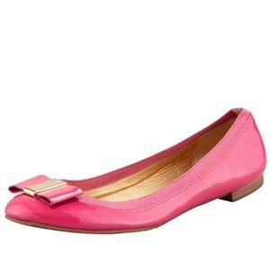 Kate Spade Tock Patent Leather Bow Flats Pink